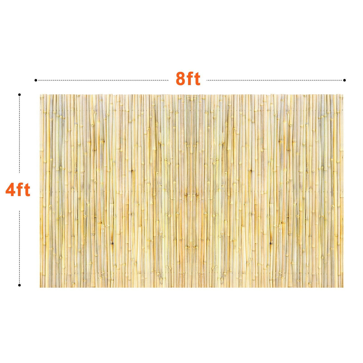 Natural Rolled Bamboo Fence, Eco-Friendly Bamboo Privacy Fence 4 ft H x 8 ft L x 0.75 in D. , Decorative Bamboo Privacy Screen for Garden, Backyard, Balcony, Patio, Pool Side