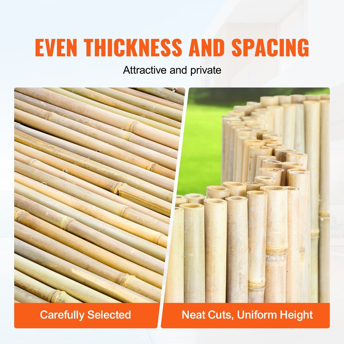 Natural Rolled Bamboo Fence, Eco-Friendly Bamboo Privacy Fence 6 ft H x 8 ft L x 0.75 in D. , Decorative Bamboo Privacy Screen for Garden, Backyard, Balcony, Patio, Pool Side