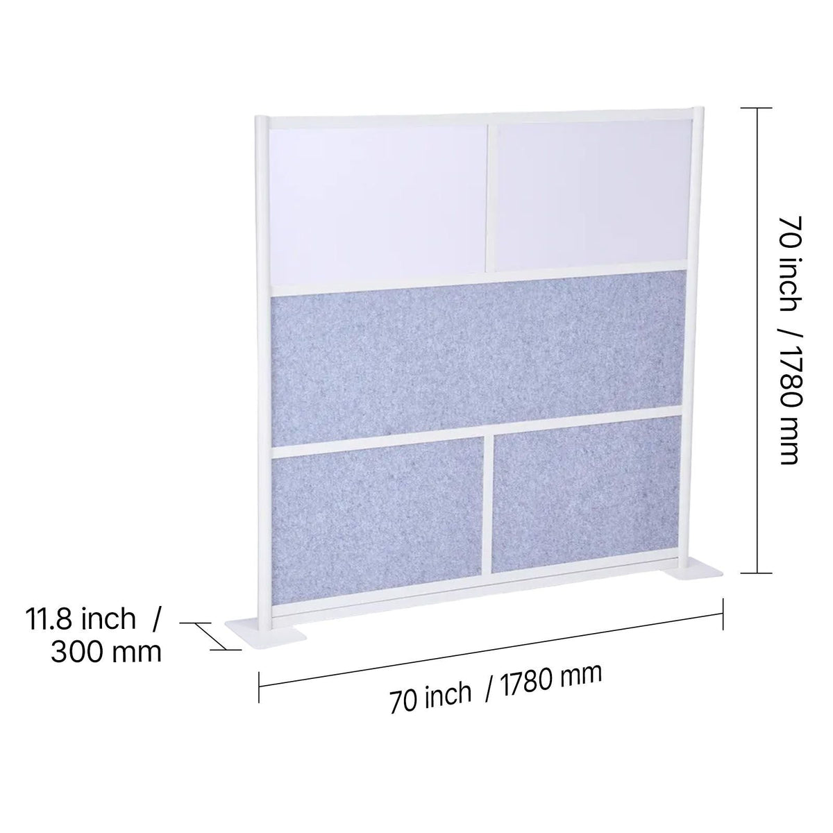 Office Divider Privacy Partition, 1-Pack, 70" x 70" Modular Wall Room Divider, PET Workstation Cubicle Partition with Frosted Windows, Freestanding Privacy Panel Wall for Office Library