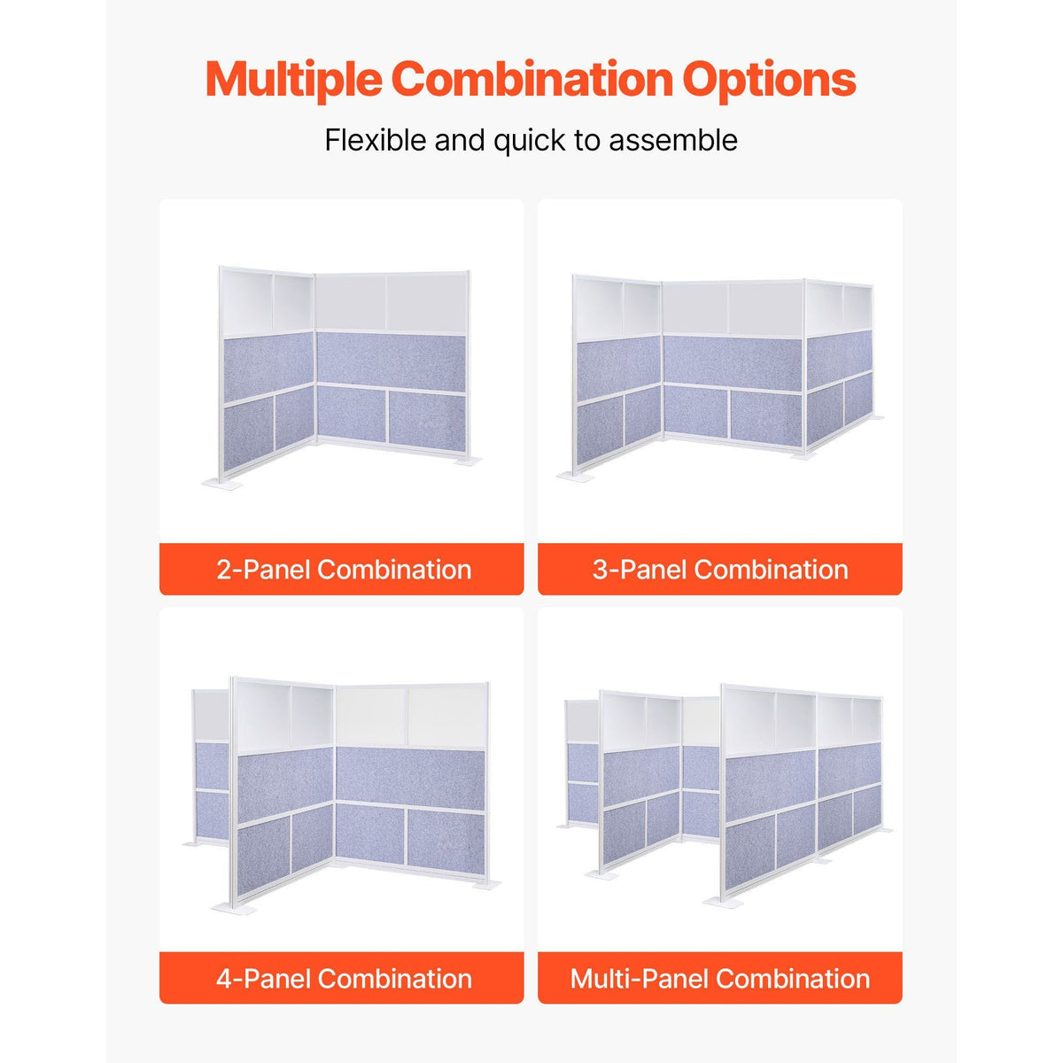 Office Divider Privacy Partition, 1-Pack, 70" x 70" Modular Wall Room Divider, PET Workstation Cubicle Partition with Frosted Windows, Freestanding Privacy Panel Wall for Office Library
