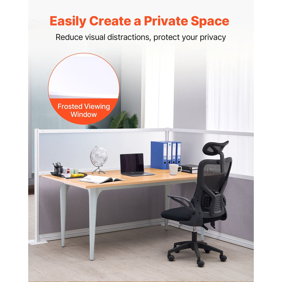 Office Divider Privacy Partitions, 2-Pack, 72" x 48" Room Divider Walls, PET Workstation Cubicle Partition with Frosted Acrylic Windows, Freestanding Privacy Panels for Office Library School