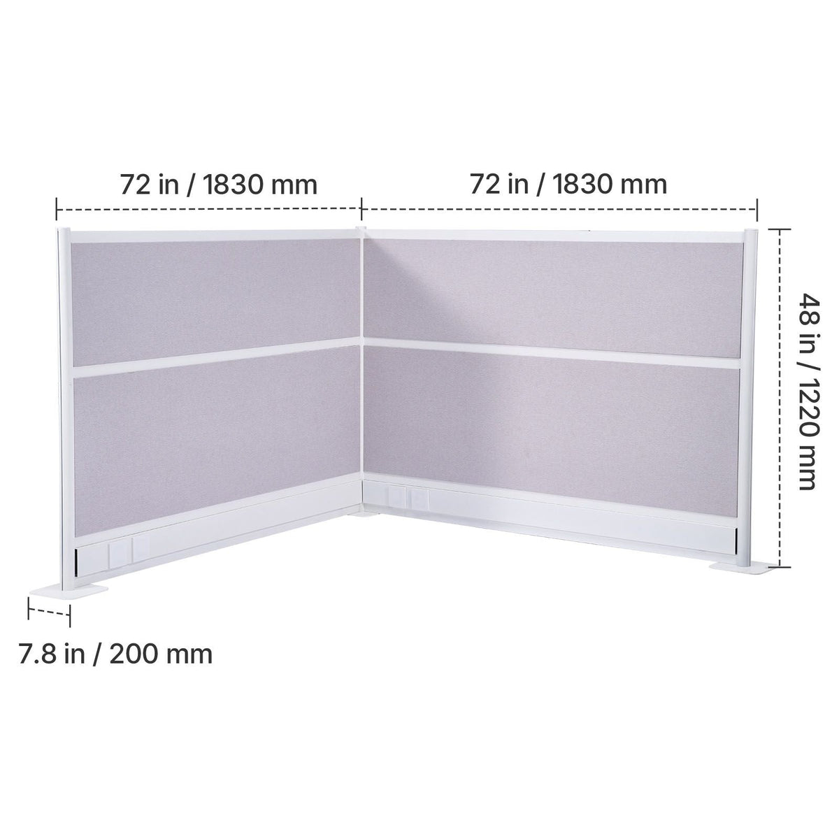 Office Divider Privacy Partitions, 2-Pack, 72" x 48" Room Divider Walls, PET Workstation Cubicle Partition with Outlet Covers, Freestanding Privacy Panels for Office Library School