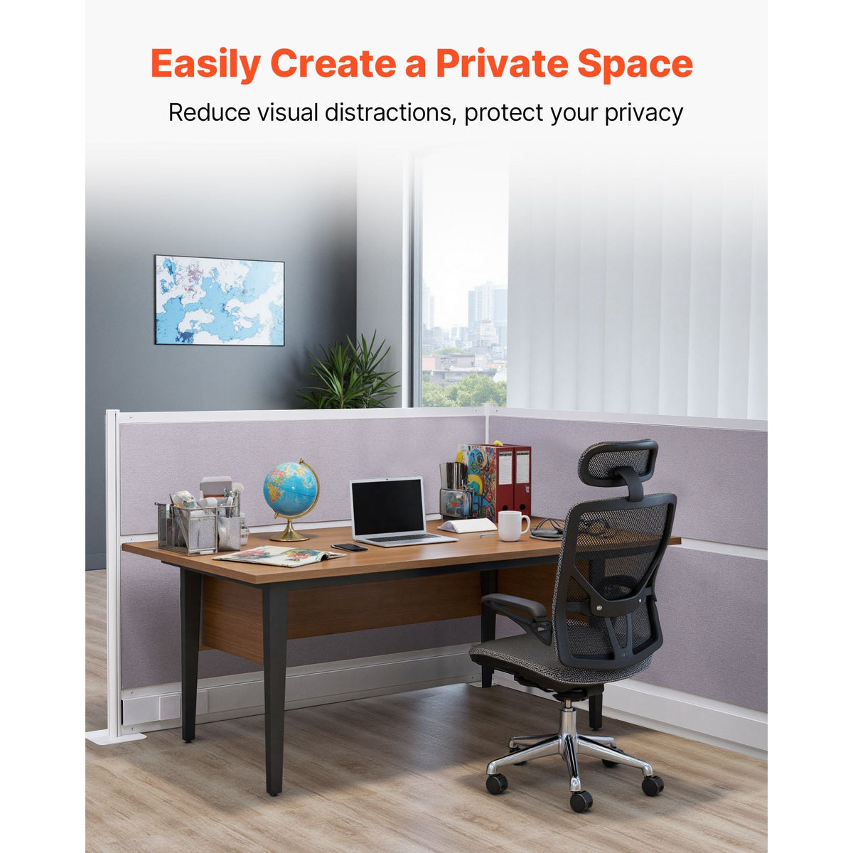 Office Divider Privacy Partitions, 2-Pack, 72" x 48" Room Divider Walls, PET Workstation Cubicle Partition with Outlet Covers, Freestanding Privacy Panels for Office Library School