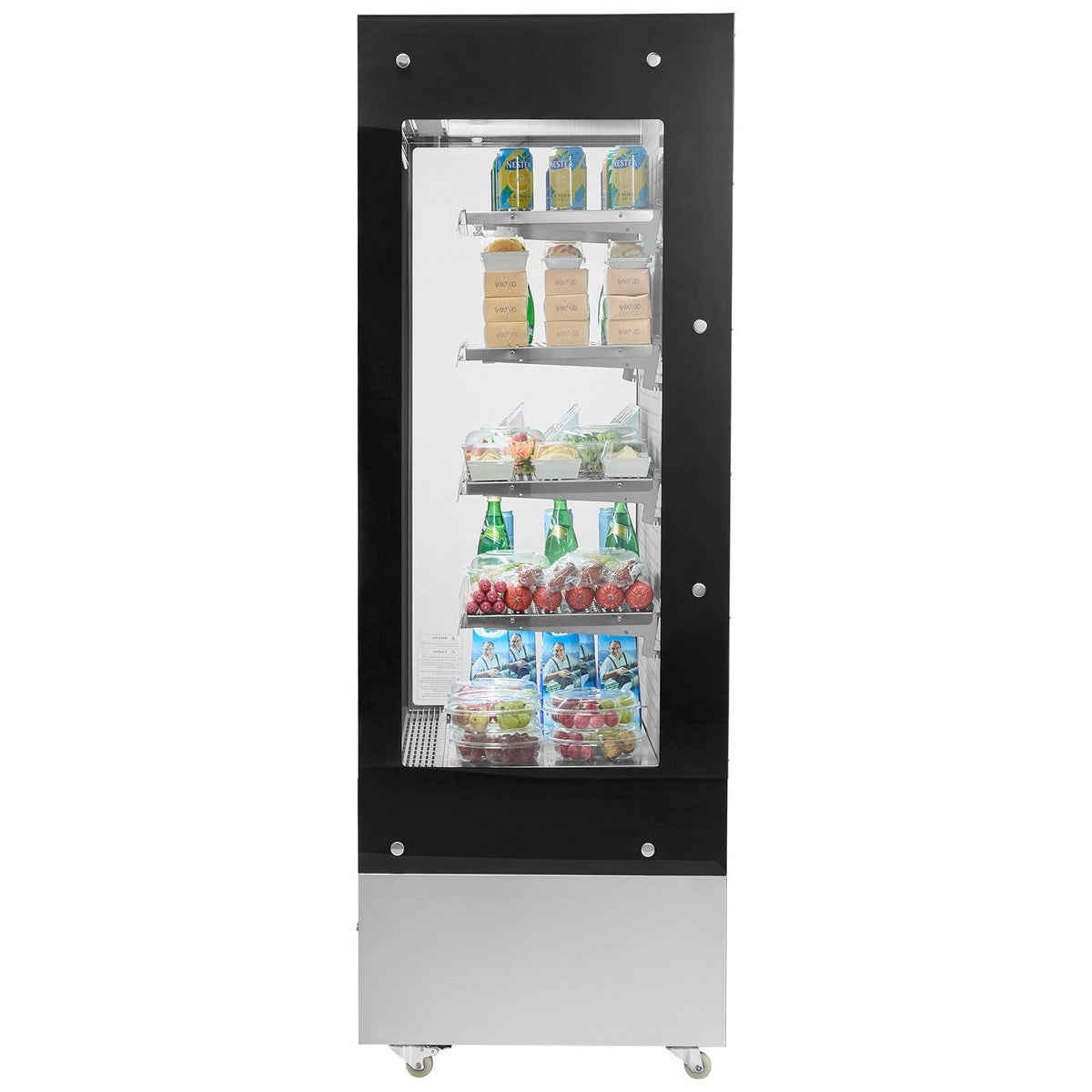 Open Air Merchandiser, 4-Tier Shelving Commercial Refrigerator, Grab and Go Display Cooler Refrigerator with Air Curtain, LED Advertising Light, Fits for Restaurants, Stores, Office, 18.4cu.ft.