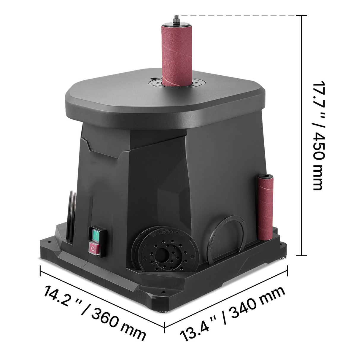 Oscillating Spindle Sander, 2000RPM Benchtop Spindle Sander with 6 Sleeves (1/2"-3"), 0.59" Stroke & Dust Connection Port for Furniture Finishing, Crafts Sanding, DIY Woodworking