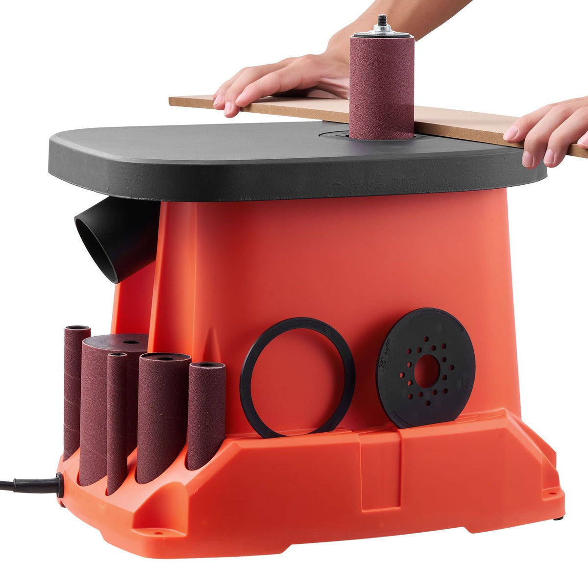 Oscillating Spindle Sander, 2400RPM Benchtop Spindle Sander with 6 Sleeves (1/2"-3"), 5/8" Stroke, 15.6" x 11.6" Cast Iron Worktable for Furniture Finishing, Crafts Sanding, DIY Woodworking