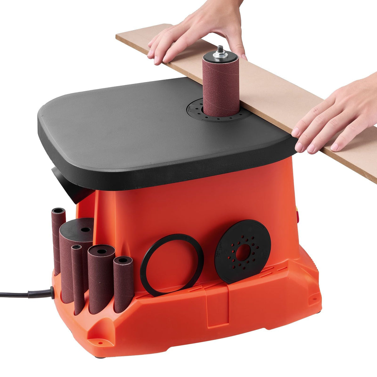Oscillating Spindle Sander, 2400RPM Benchtop Spindle Sander with 6 Sleeves (1/2"-3"), 5/8" Stroke, 15.6" x 11.6" Cast Iron Worktable for Furniture Finishing, Crafts Sanding, DIY Woodworking