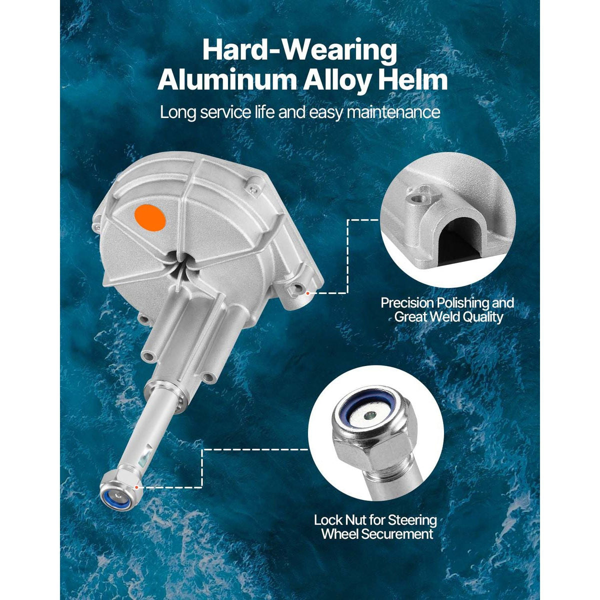 Outboard Steering System 10' Steering Cable Marine Steering System 3/4'' Steering Shaft with 13.5 Inch Wheel Flat Interface Marine Steering Kit for Yachts and Waterborne Vehicles, Black
