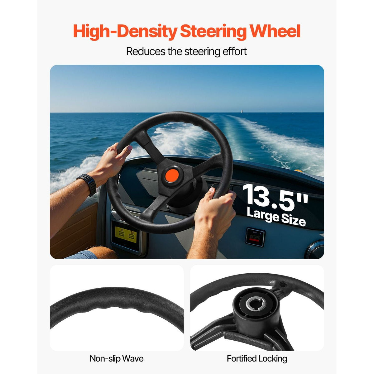 Outboard Steering System 16\' Outboard Steering Kit 16 Feet Boat Steering Cable with 13\" Wheel Durable Marine Steering System