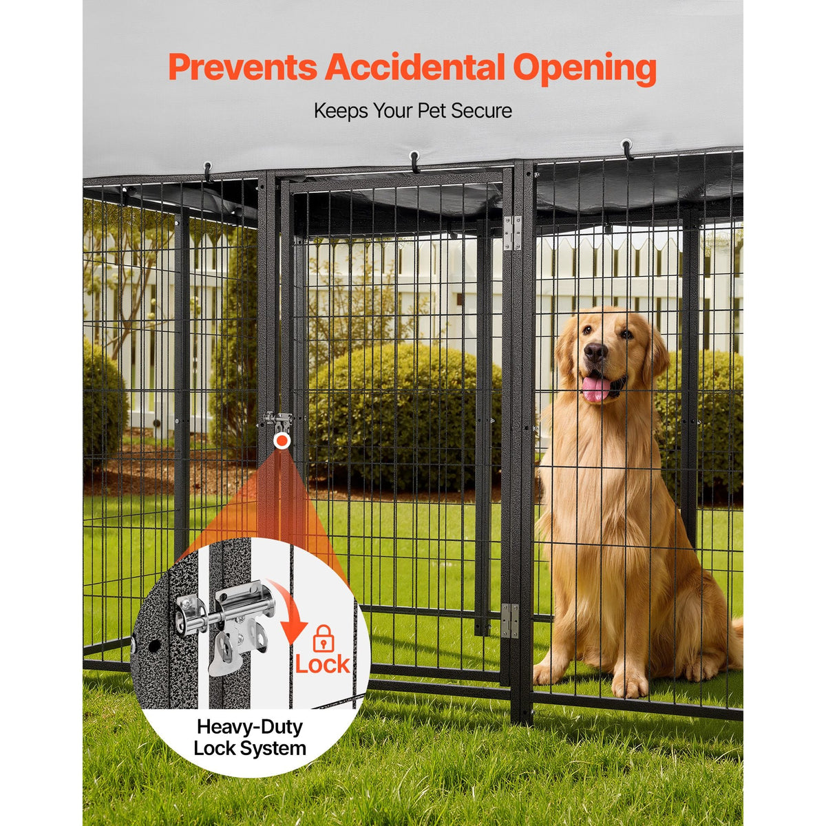 Outdoor Dog Kennel, 7.87 x 3.94 x 5.4 ft Large Dog Kennel with Secure Lock, Outside Dogs Enclosures with UV-Resistant & Waterproof Roof Cover, Heavy Duty Pet Crate Cage Run for Large Dogs