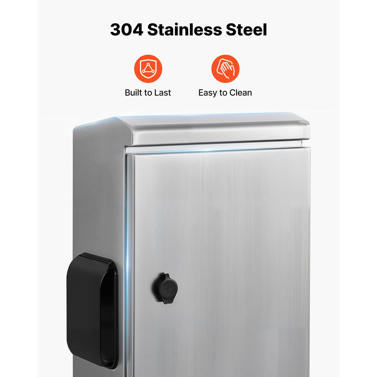 Outdoor Electrical Box, 20 x 16 x 8 in, Stainless Steel Ventilated Electrical Enclosure with Thermostat and Fan, Rain Hood, Hinge Connection, IP65 Waterproof Junction Box, Wall/Pole Mounted,