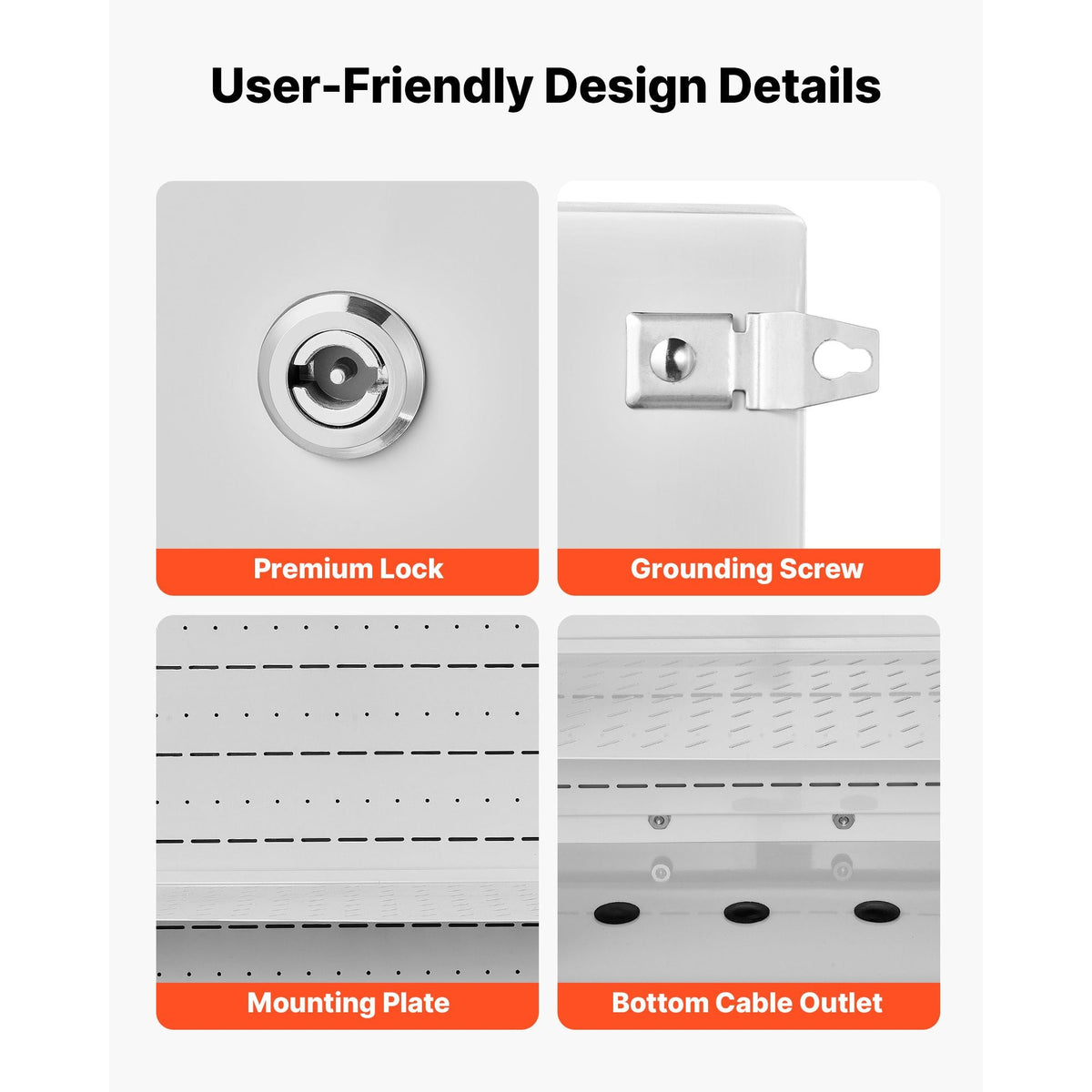 Outdoor Electrical Box, Cold-Rolled Steel, Electrical Junction Box with Thermostat and Fan, Rain Hood, Ventilated Design, IP65 Waterproof Hinged Enclosure, Wall/Pole Mounted, 24 x 24 x 12 in
