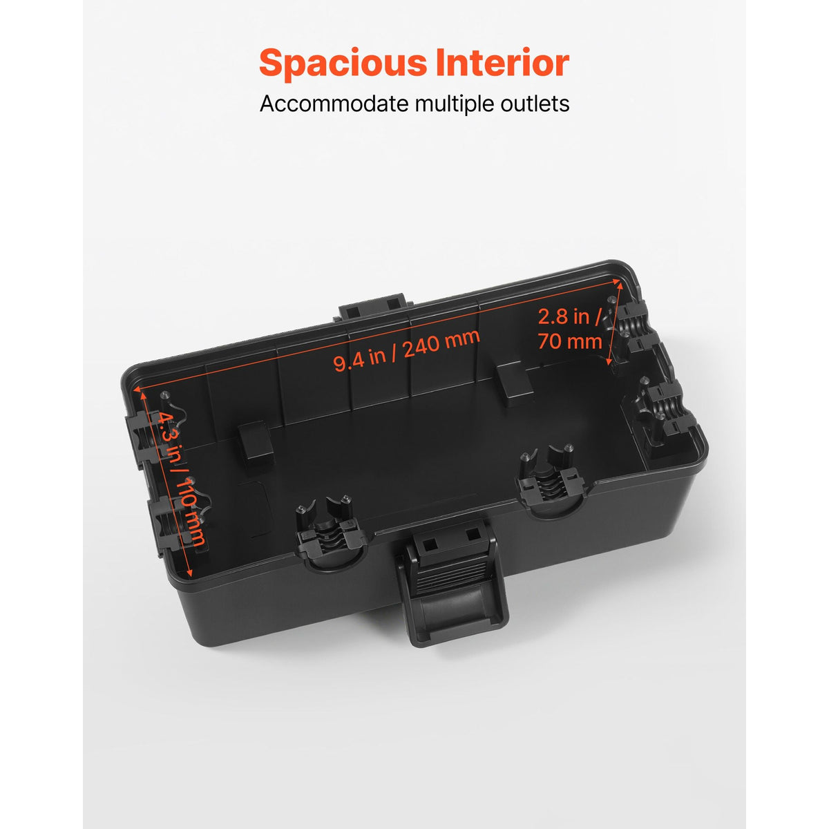 Outdoor Electrical Box Waterproof, 9.4 x 4.3 x 2.8 in, IP54 Weatherproof Extension Cord Cover, Large Outlet Connection Box Plug Protector with 6 Cable Entry, for Power Strip, Holiday Light Decor
