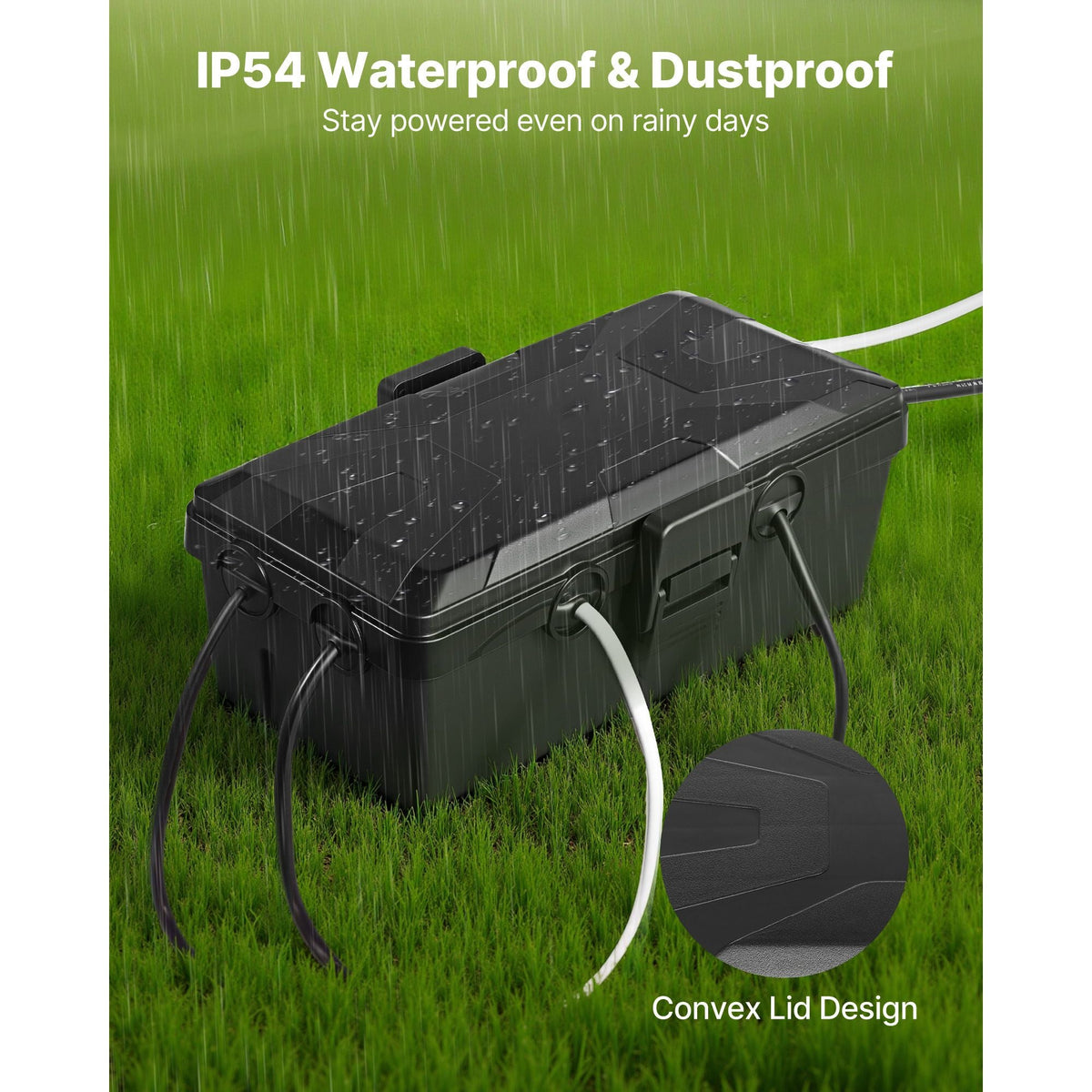 Outdoor Electrical Box Waterproof, 9.4 x 4.3 x 2.8 in, IP54 Weatherproof Extension Cord Cover, Large Outlet Connection Box Plug Protector with 6 Cable Entry, for Power Strip, Holiday Light Decor