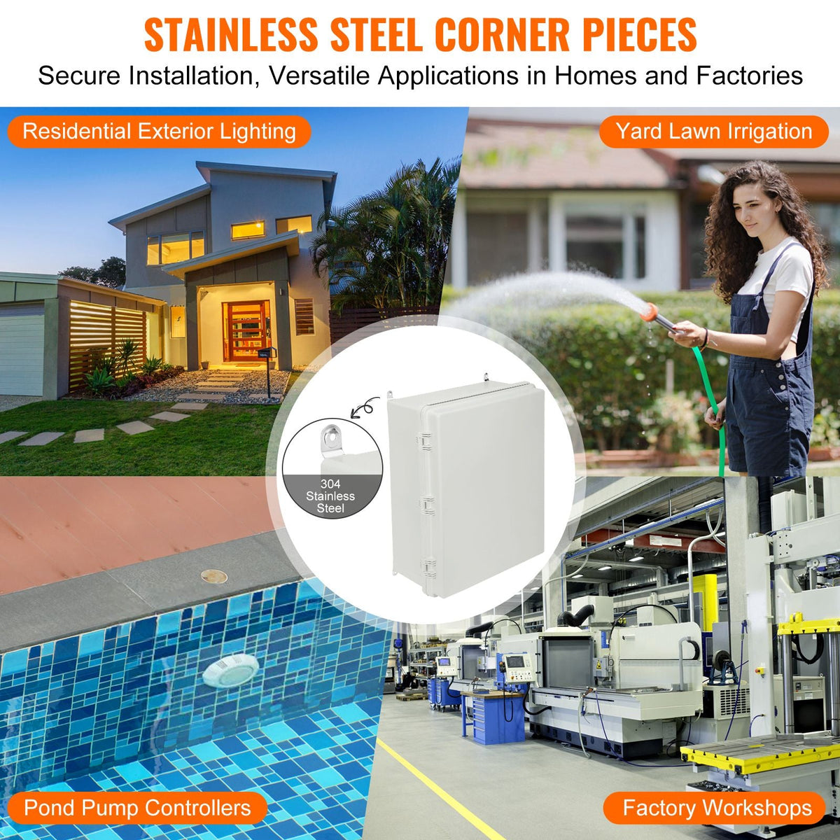 Outdoor Electrical Junction Box, 20.87 x 16.92 x 7.87 in, ABS Plastic Electrical Enclosure Box with Hinged Cover Stainless Steel Latch, IP67 Dustproof Waterproof for Outdoor Electrical Projects
