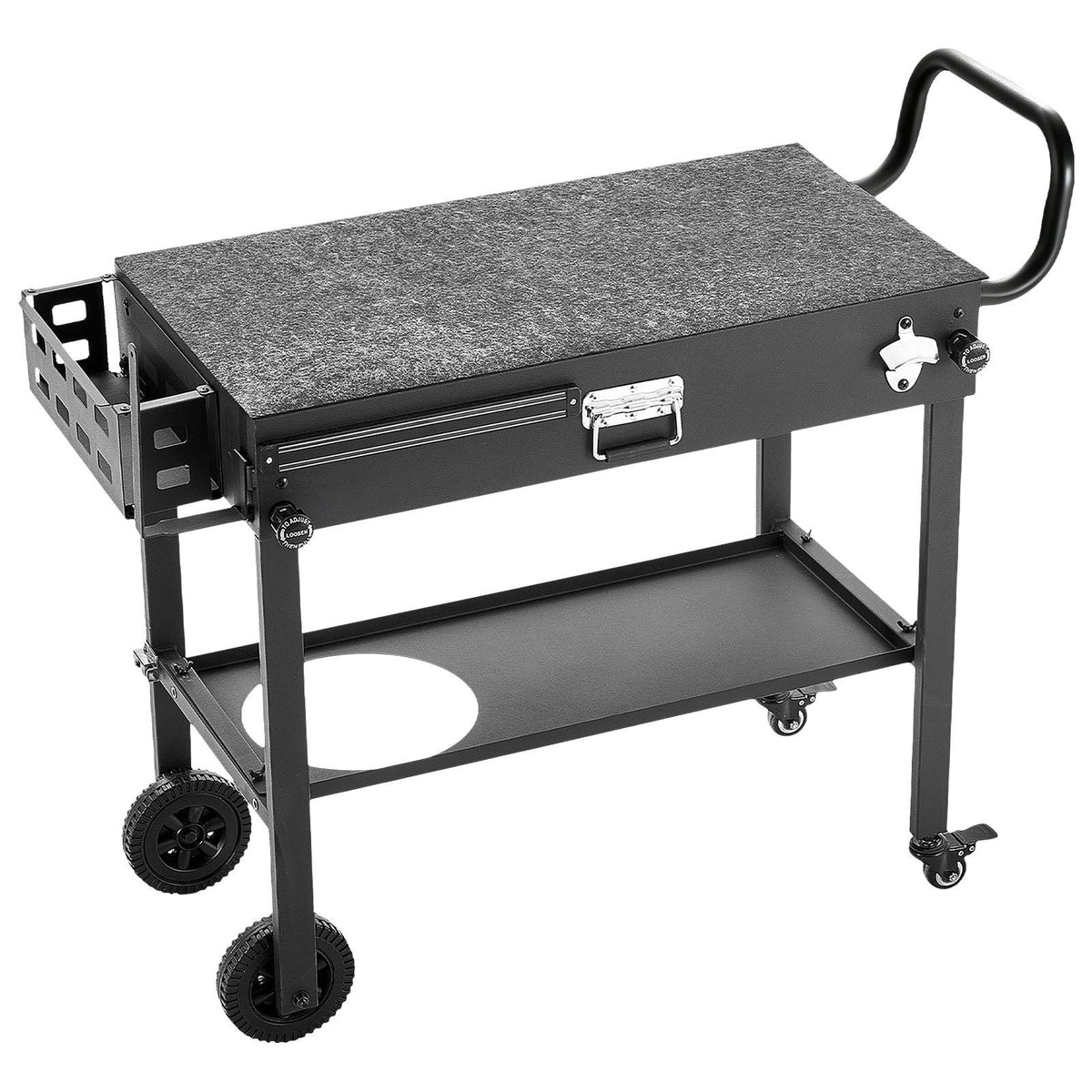 Outdoor Grill Cart, 31.0 x 17.0 inch Tabletop Size Grilling Table, Foldable Outdoor Cooking Table with Tissue Holder, Wheels, Magnetic Tool Rack, BBQ Prep Tables for Picnic, Kitchen, Courtyard
