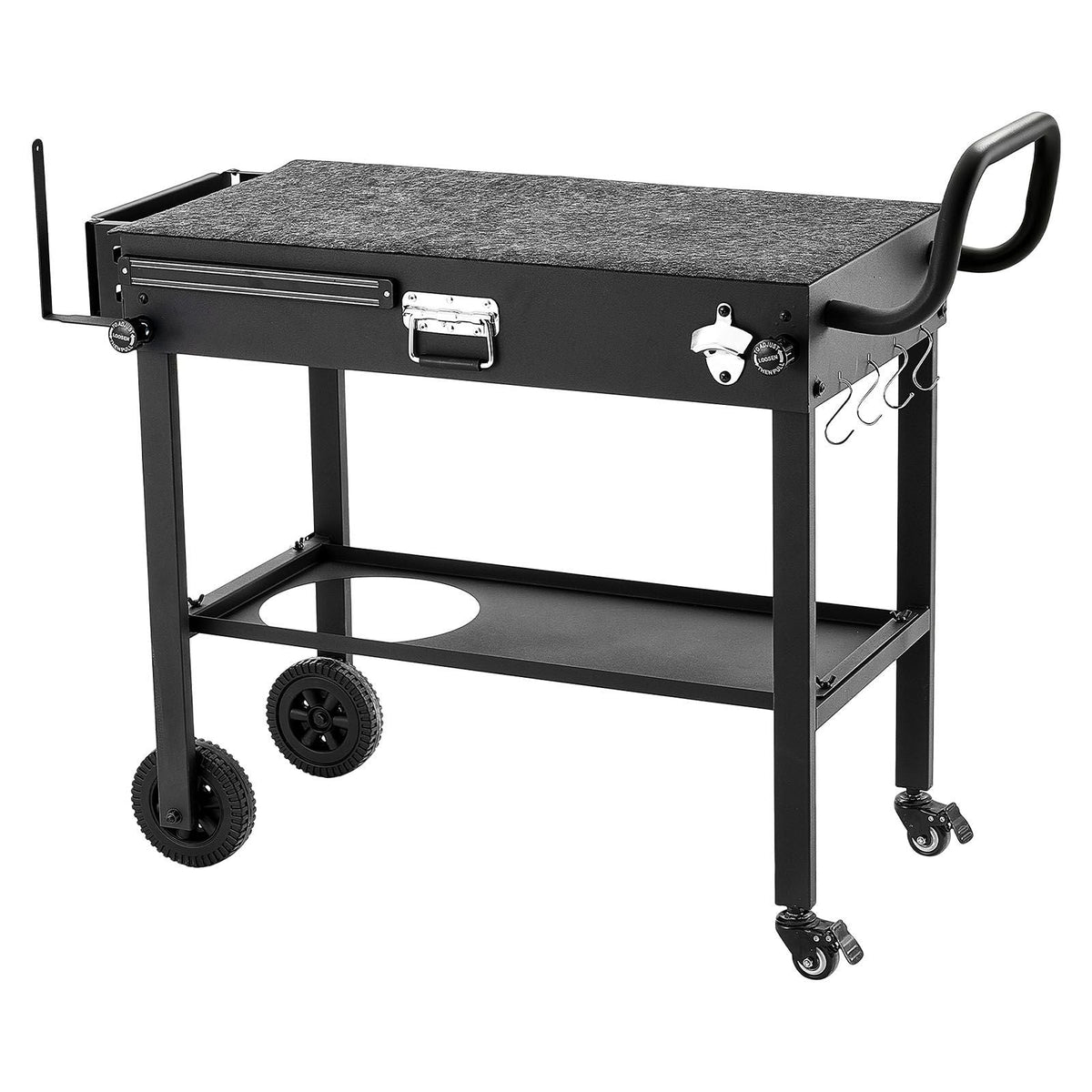 Outdoor Grill Cart, 31.0 x 17.0 inch Tabletop Size Grilling Table, Foldable Outdoor Cooking Table with Tissue Holder, Wheels, Magnetic Tool Rack, BBQ Prep Tables for Picnic, Kitchen, Courtyard