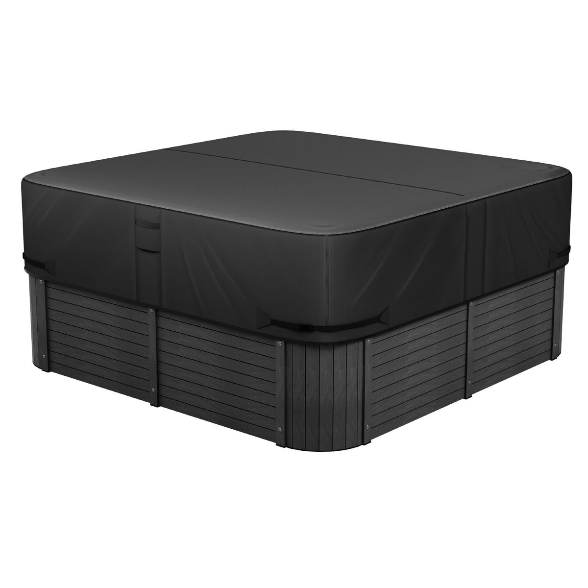 Outdoor Hot Tub Cover, 90 x 90 x 20 Inch Weatherproof and Waterproof Hot Tub Cover Protector, 600D Heavy Duty Oxford Fabric and 950N Tearing Strength, Square Spa Covers for Hottub, Black