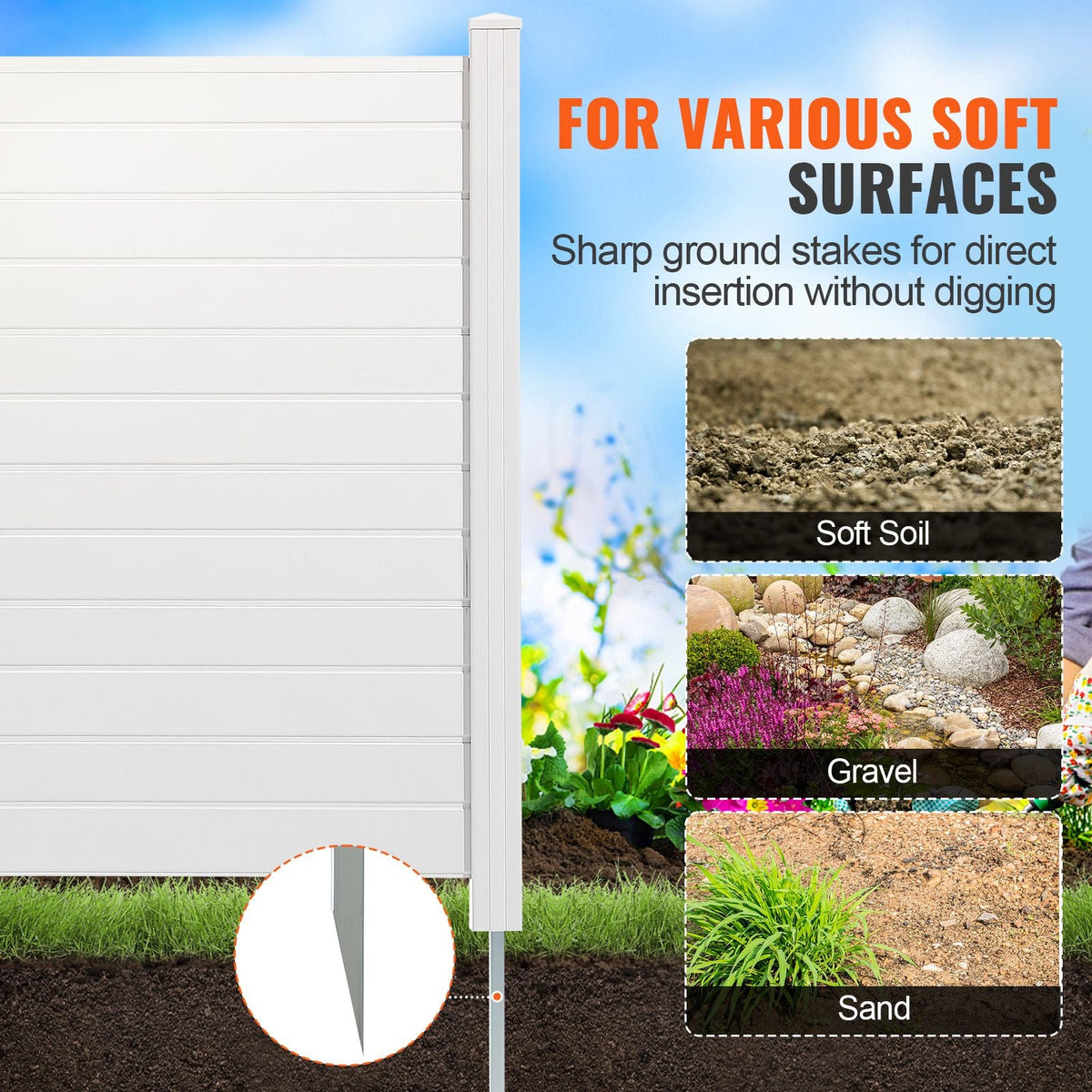 Outdoor Privacy Screens, 50" W x 50" H Air Conditioner Fence, Pool Equipment Enclosure, Horizontal Vinyl Privacy Fence, Perfect to Enclose Trash Can and A/C Units (3-Panel)