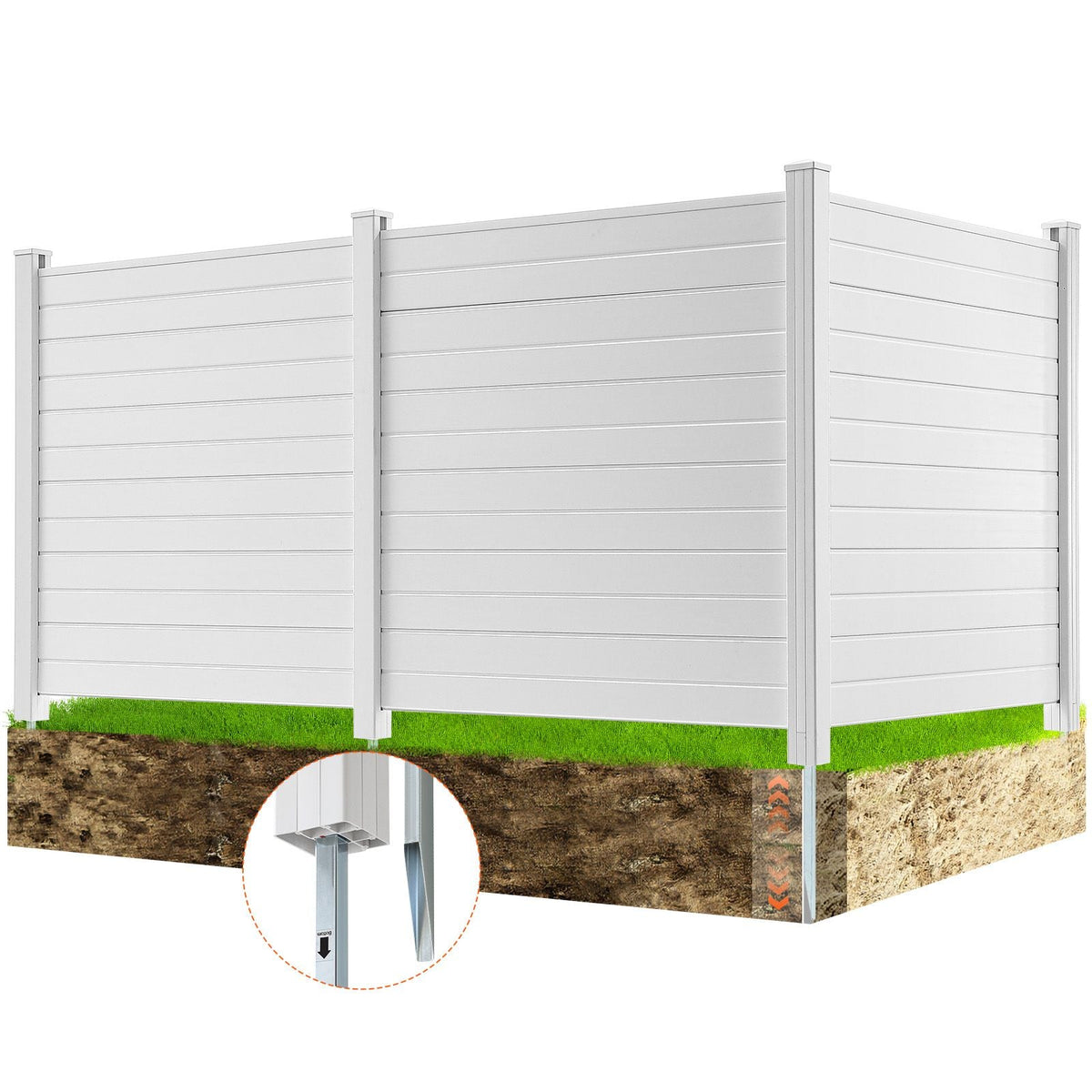 Outdoor Privacy Screens, 50" W x 50" H Air Conditioner Fence, Pool Equipment Enclosure, Horizontal Vinyl Privacy Fence, Perfect to Enclose Trash Can and A/C Units (3-Panel)