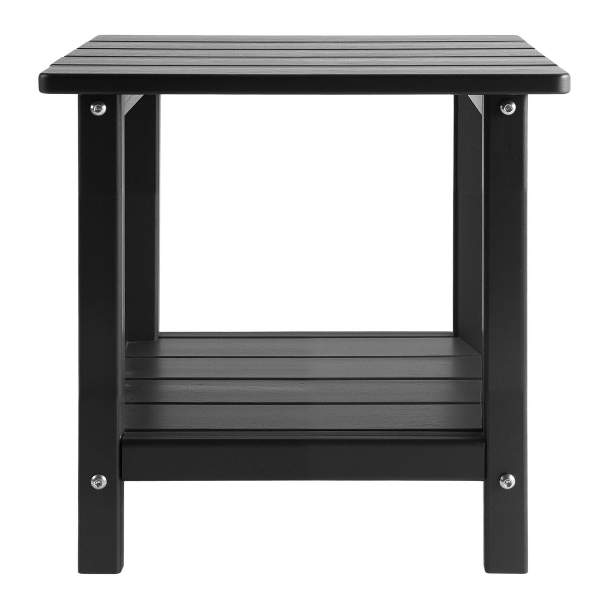 Outdoor Side Table, 17.72W x 14.96D x 17.32H Inch, Double Layer HDPE Outside End Table for Easy Maintenance, Withstand Harsh Weather, Fit for Patio, Pool, Beach, Porch, Indoor, Backyard, Black