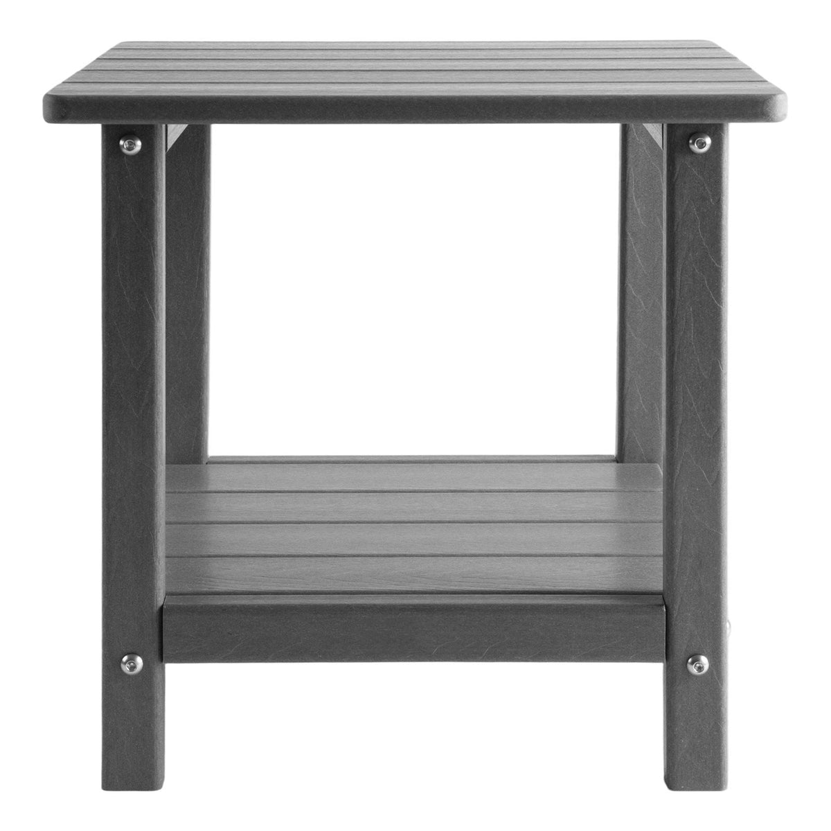 Outdoor Side Table, 17.72W x 14.96D x 17.32H Inch, Double Layer HDPE Outside End Table for Easy Maintenance, Withstand Harsh Weather, Fit for Patio, Pool, Beach, Porch, Indoor, Backyard, Grey