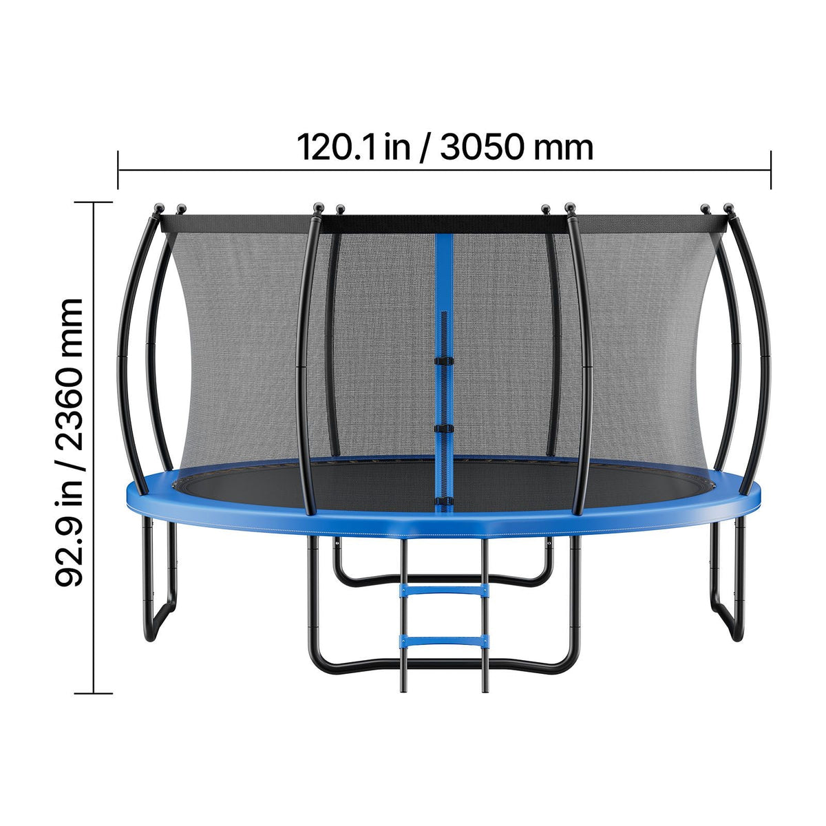 Outdoor Trampoline, 10FT Recreational Trampoline, ASTM Approved Trampolines with Enclosure Net & Thickened Pad, Max 265 lbs Weight Capacity, Anti-Rust Backyard Trampolines for Kids & Adults