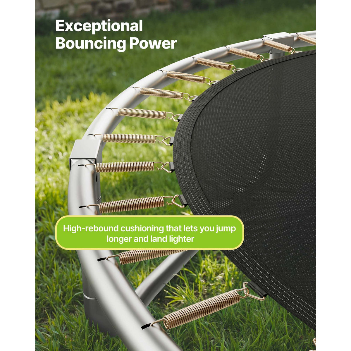 Outdoor Trampoline, 14FT Round Recreational Trampoline with Enclosure Net, ASTM Approved, Heavy Duty Trampolines, Max 450 lbs Weight Capacity, Anti-Rust Backyard Trampolines for Kids & Adults