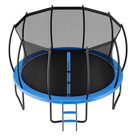 Outdoor Trampoline, 15FT Recreational Trampoline, ASTM Approved Trampolines with Enclosure Net & Thickened Pad, Max 470 lbs Weight Capacity, Anti-Rust Backyard Trampolines for Kids & Adults