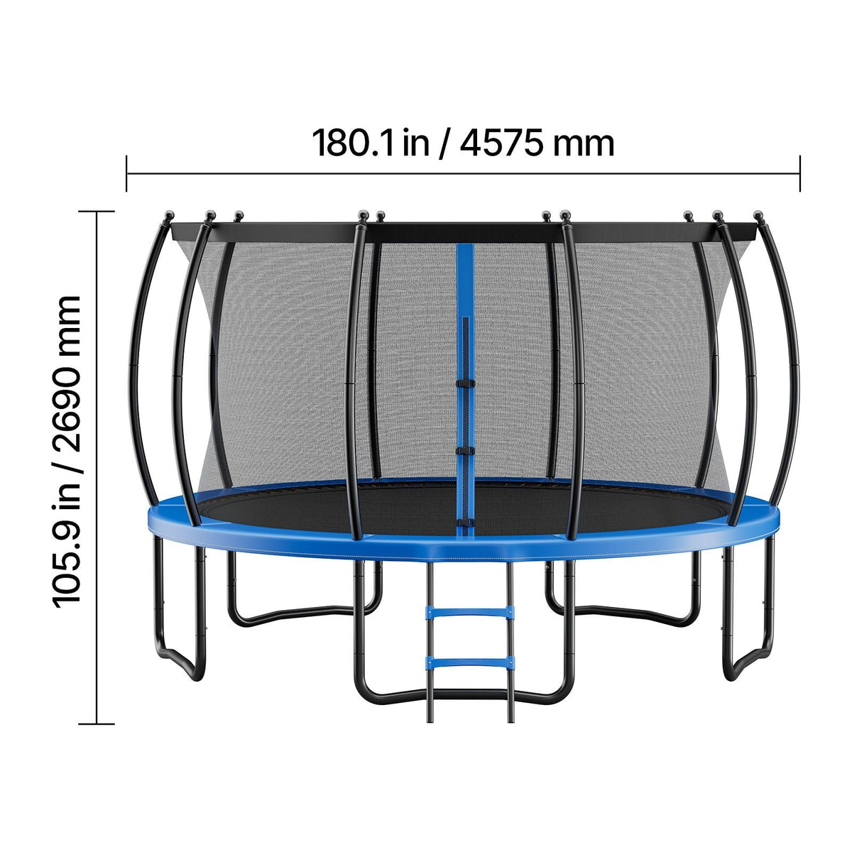 Outdoor Trampoline, 15FT Recreational Trampoline, ASTM Approved Trampolines with Enclosure Net & Thickened Pad, Max 470 lbs Weight Capacity, Anti-Rust Backyard Trampolines for Kids & Adults