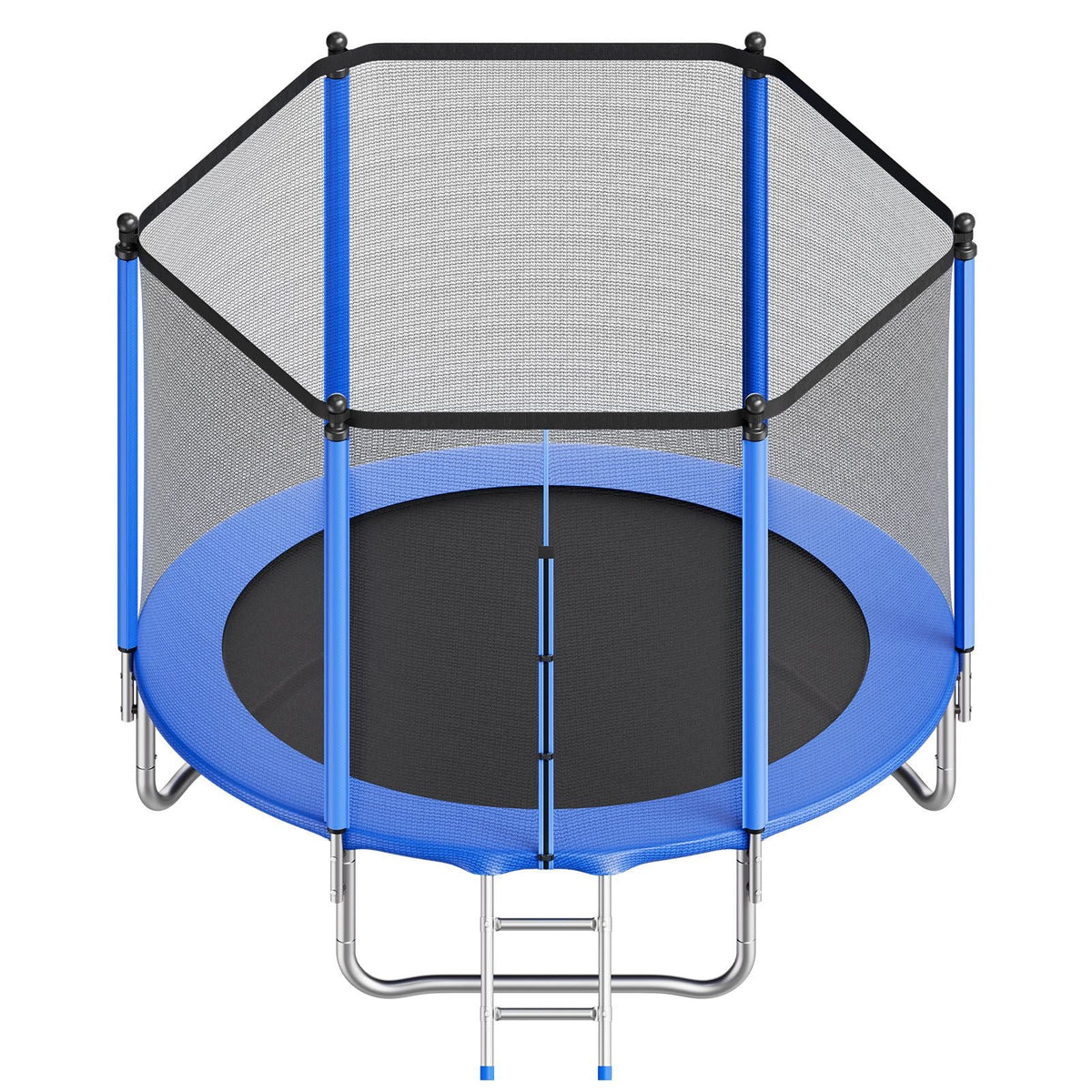 Outdoor Trampoline, 8FT Round Recreational Trampoline with Enclosure Net, ASTM Approved, Heavy Duty Trampolines, Max 265 lbs Weight Capacity, Anti-Rust Backyard Trampolines for Kids & Adults