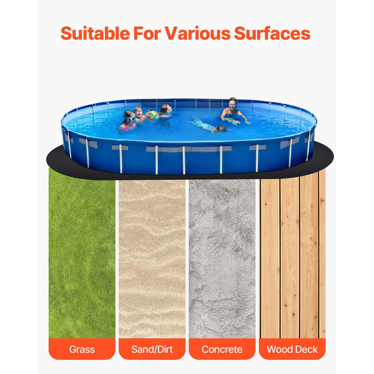 Oval Pool Liner Pad, 12 x 24 ft Pool Liner Pad for Above Ground Swimming Pools, Extra-Thick Pool Mat, Prevents Punctures, Recycled Geotextile Material Underlayment Pad, Extend Liner Life