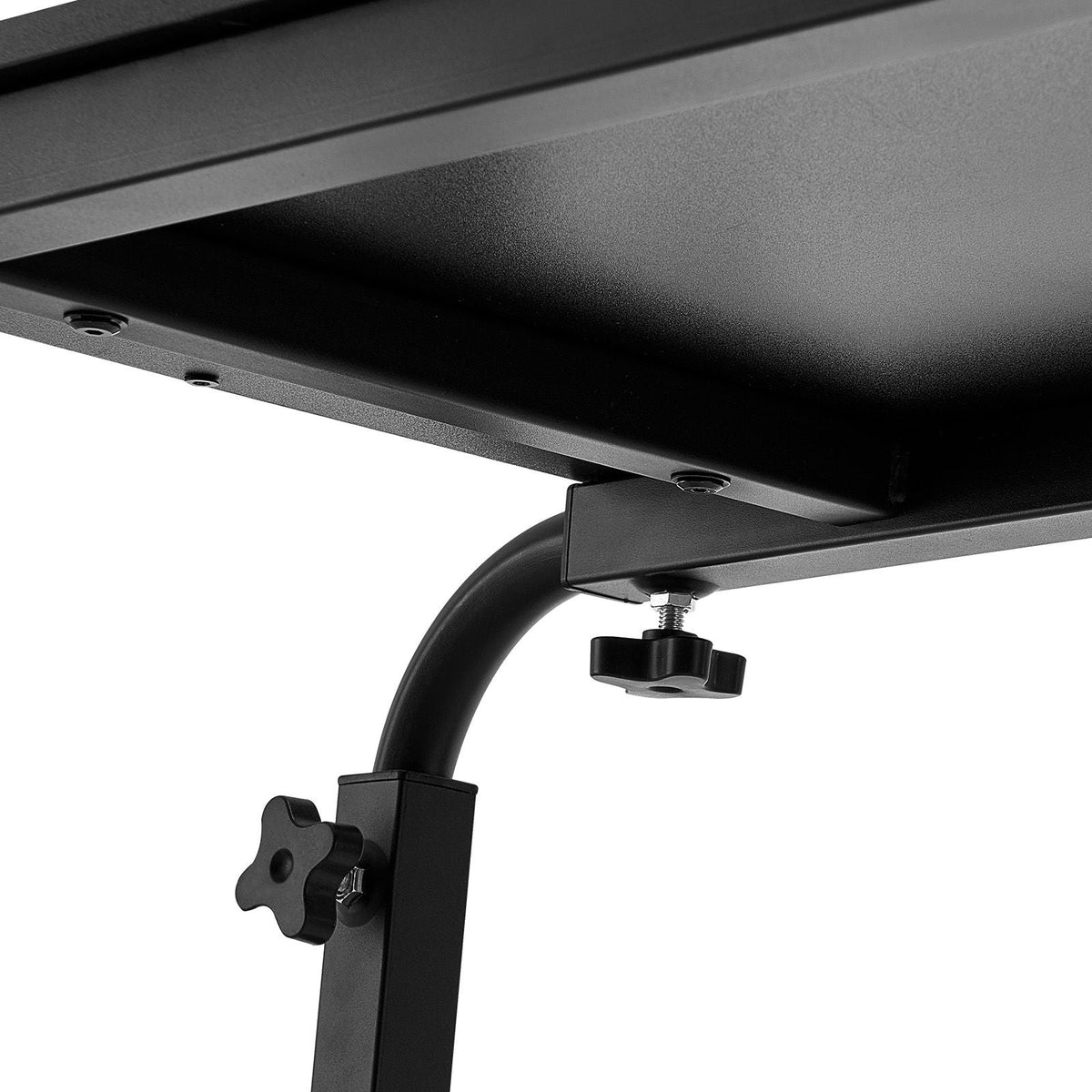Overbed Table, Mobile Bed Side Table with 4 Wheels (2 with Brakes) and Power Socket, Height Adjustable Rolling Laptop Desk, Portable Particleboard Over Bed Desk for Home, Office, Study, Black
