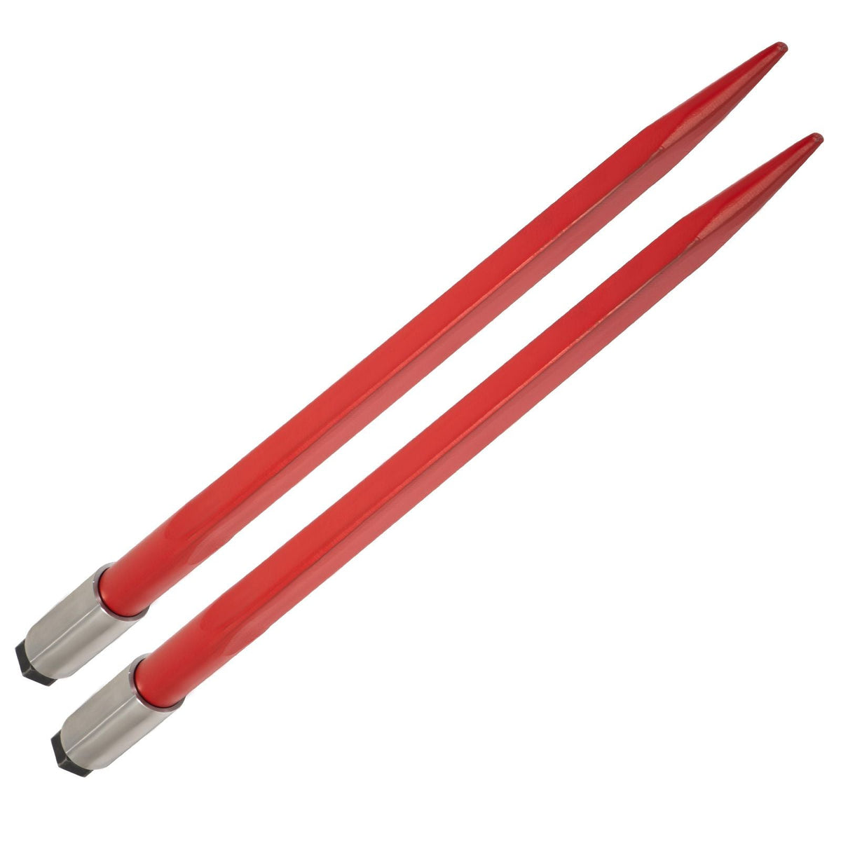 Pair Hay Spear 39" Bale Spear 3000 lbs Capacity, Bale Spike Quick Attach Square Hay Bale Spears 1 3/4", Red Coated Bale Forks, Bale Hay Spike with Hex Nut & Sleeve for Buckets Tractors Loaders