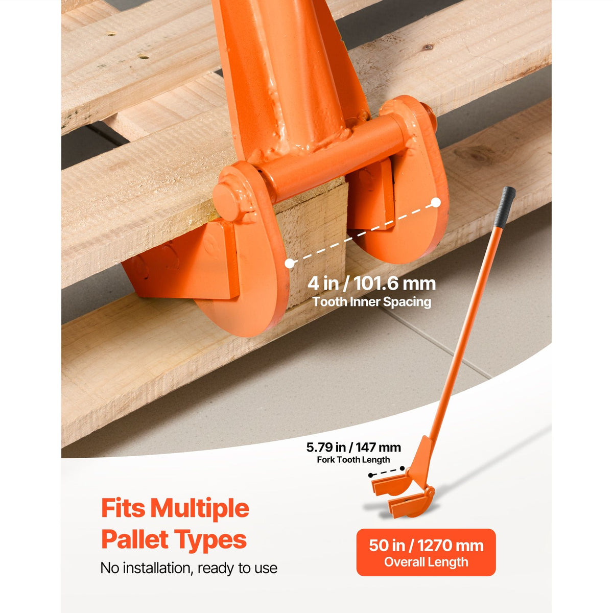 Pallet Buster Tool, 40 Inch Carbon Steel Handle Wrecking Pry Bar, 2000 lbs Weight Capacity, Heavy Duty Deck Board Removal Tool, Breaker Bar for Flooring, Framing, Roofing, Trim, Drywall