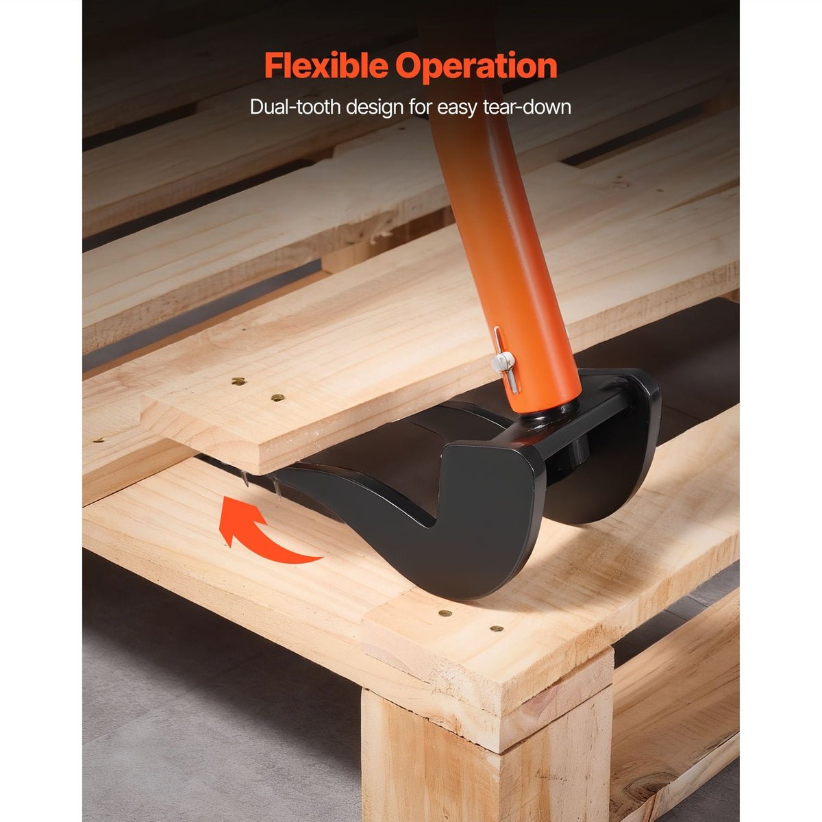 Pallet Buster Tool, 50 Inch Carbon Steel Handle Wrecking Pry Bar, 2000 lbs Weight Capacity, Heavy Duty Deck Board Removal Tool, Breaker Bar for Flooring, Framing, Roofing, Trim, Drywall