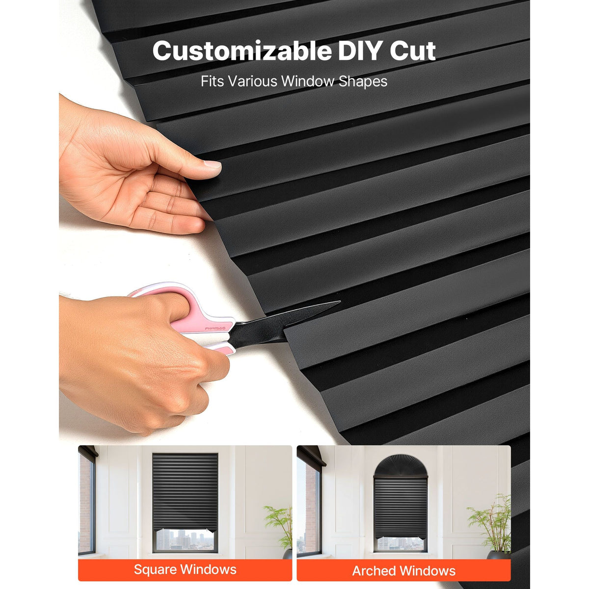 Paper Blinds, 6 Pack, 36 in x 72 in, Temporary Blackout Pleated Paper Shades, No Tools No Drilling, Pleated Blinds with Adhesive, Easy to Cut and install, for Indoor Windows, Kitchen, Bedroom