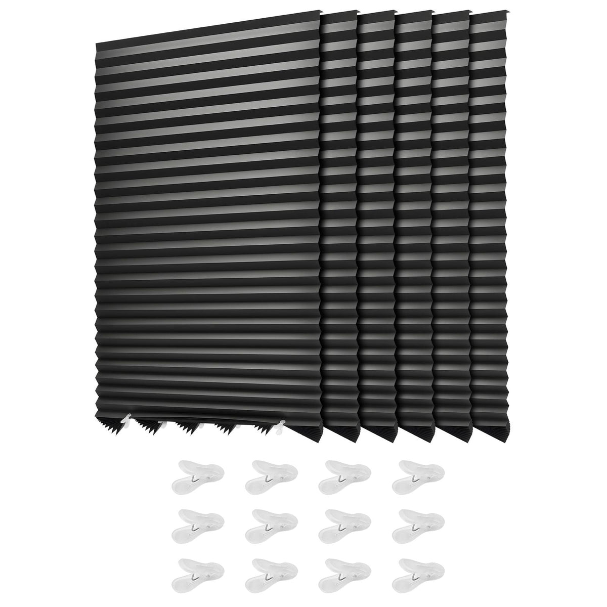 Paper Blinds, 6 Pack, 36 in x 72 in, Temporary Blackout Pleated Paper Shades, No Tools No Drilling, Pleated Blinds with Adhesive, Easy to Cut and install, for Indoor Windows, Kitchen, Bedroom
