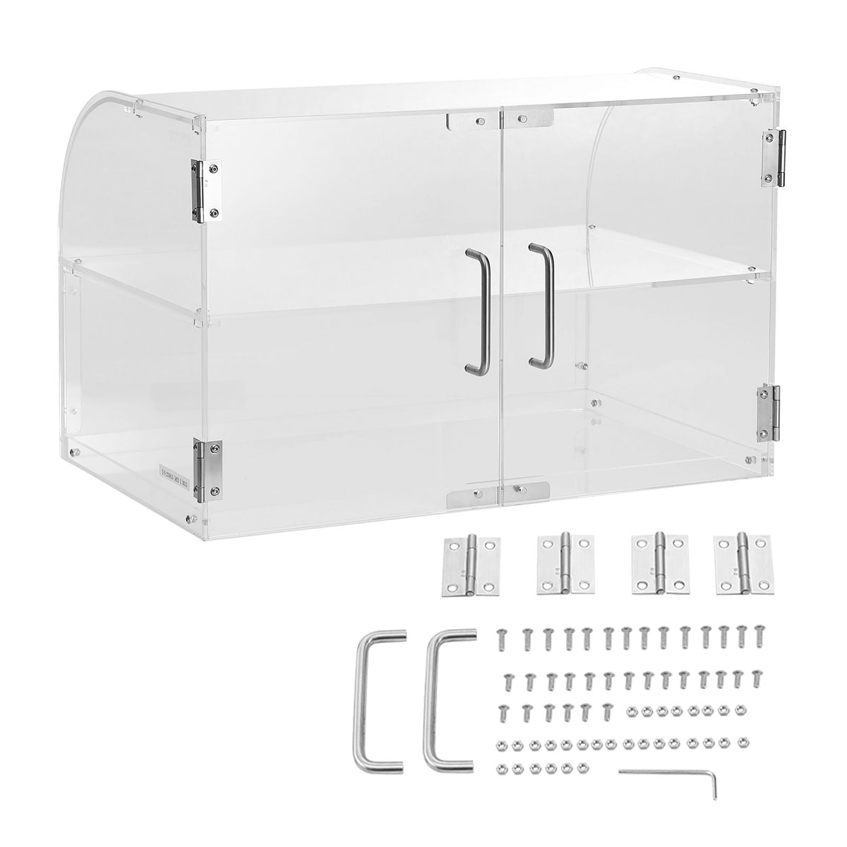 Pastry Display Case, 2-Tier Commercial Countertop Bakery Display Case, Acrylic Display Box with Rear Door Access & Removable Shelves, Keep Fresh for Donut Bagels Cake Cookie, 22"x14"x14"