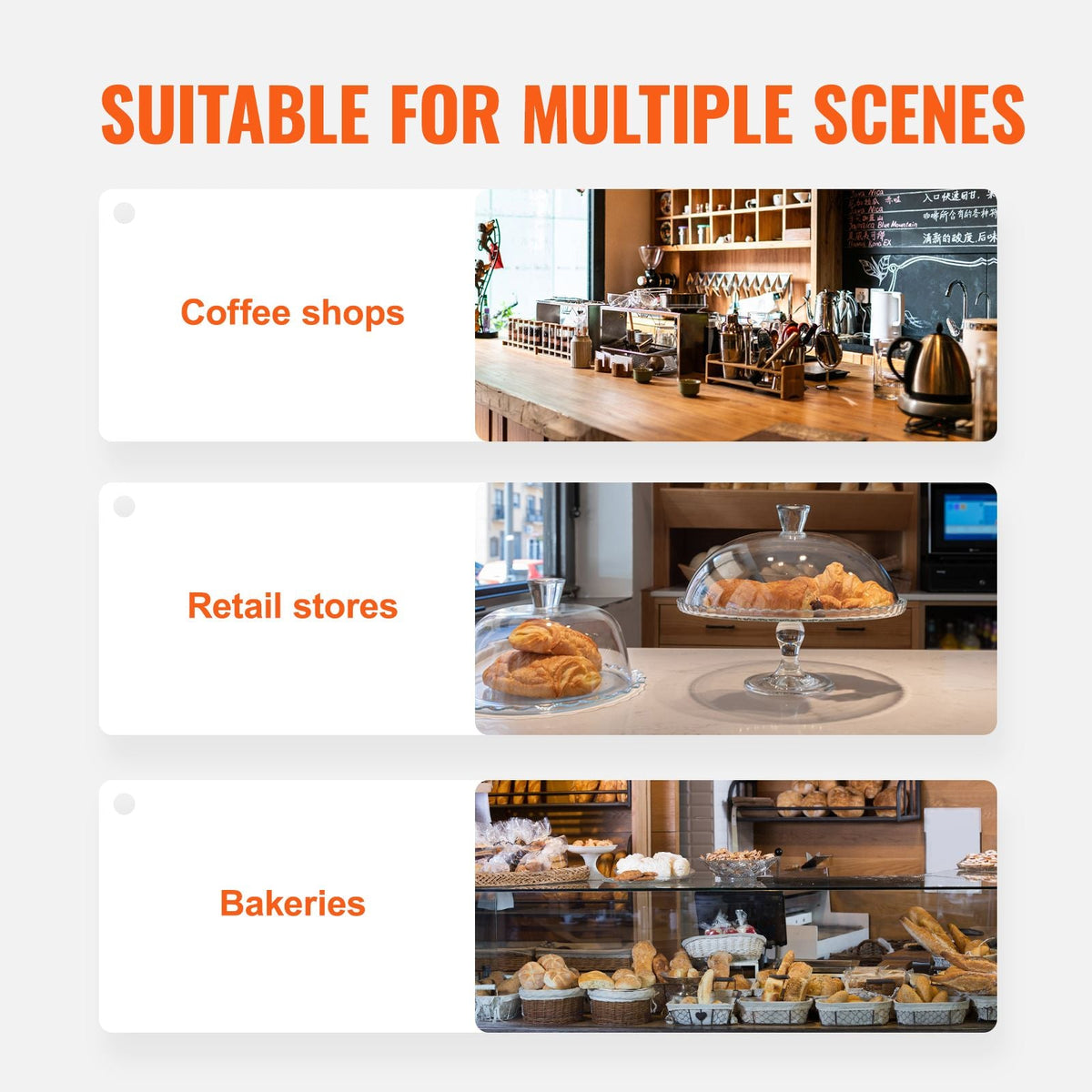 Pastry Display Case, 3-Tier Commercial Countertop Bakery Display Case, Acrylic Display Box with Rear Door Access & Removable Shelves, Keep Fresh for Donut Bagels Cake Cookie, 20.7"x17"x16.3"