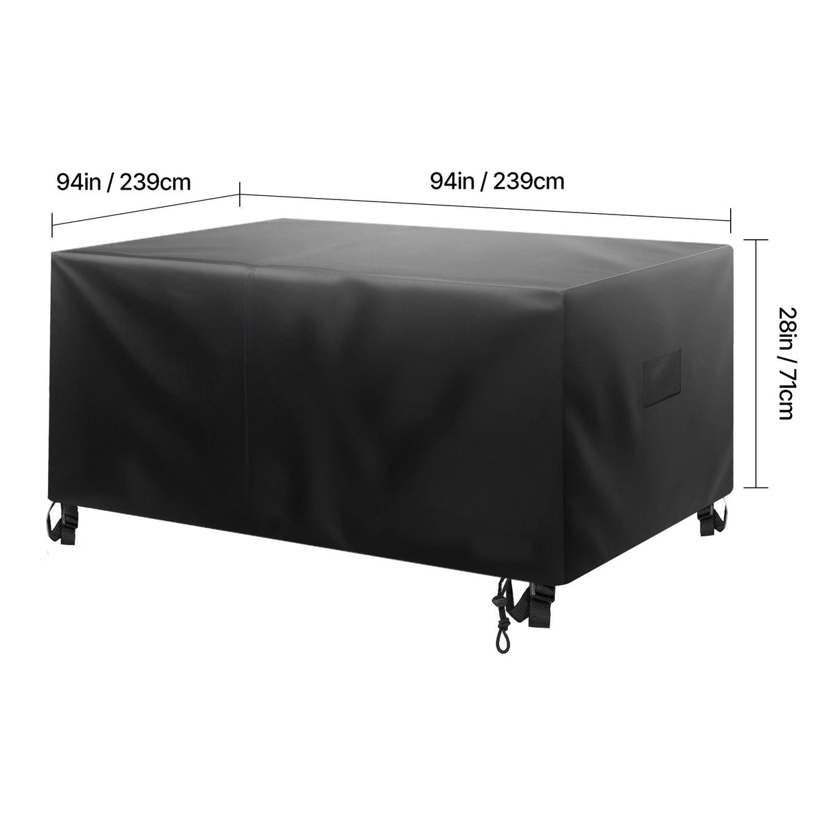 Patio Furniture Cover, 420D Heavy Duty Waterproof Outdoor Dining Table and Chairs Cover, Large Squre Patio Table Covers with Air Vent for All Weather, 94L x 94W x 28H inch, Black