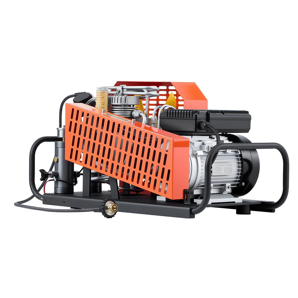 PCP Air Compressor, 4500PSI/30Mpa Diving Scuba Tank Air Compressor, 60 L/min Four-Cylinder Auto Stop PCP Rifle Compressor Pump with Fan Cooling System for Scuba Tanks, Paintball, Firefighting