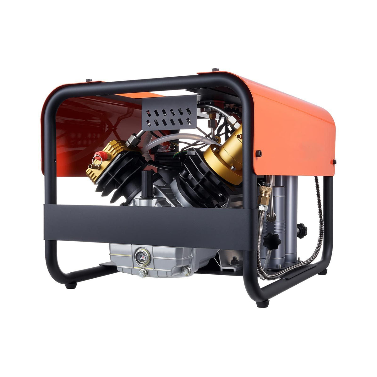 PCP Air Compressor, 4500PSI/30Mpa Diving Scuba Tank Air Compressor, Double-Cylinder Auto Stop PCP Diving Compressor with External Water & Fan Cooling System for Scuba Tanks, Paintball, Air Rifle