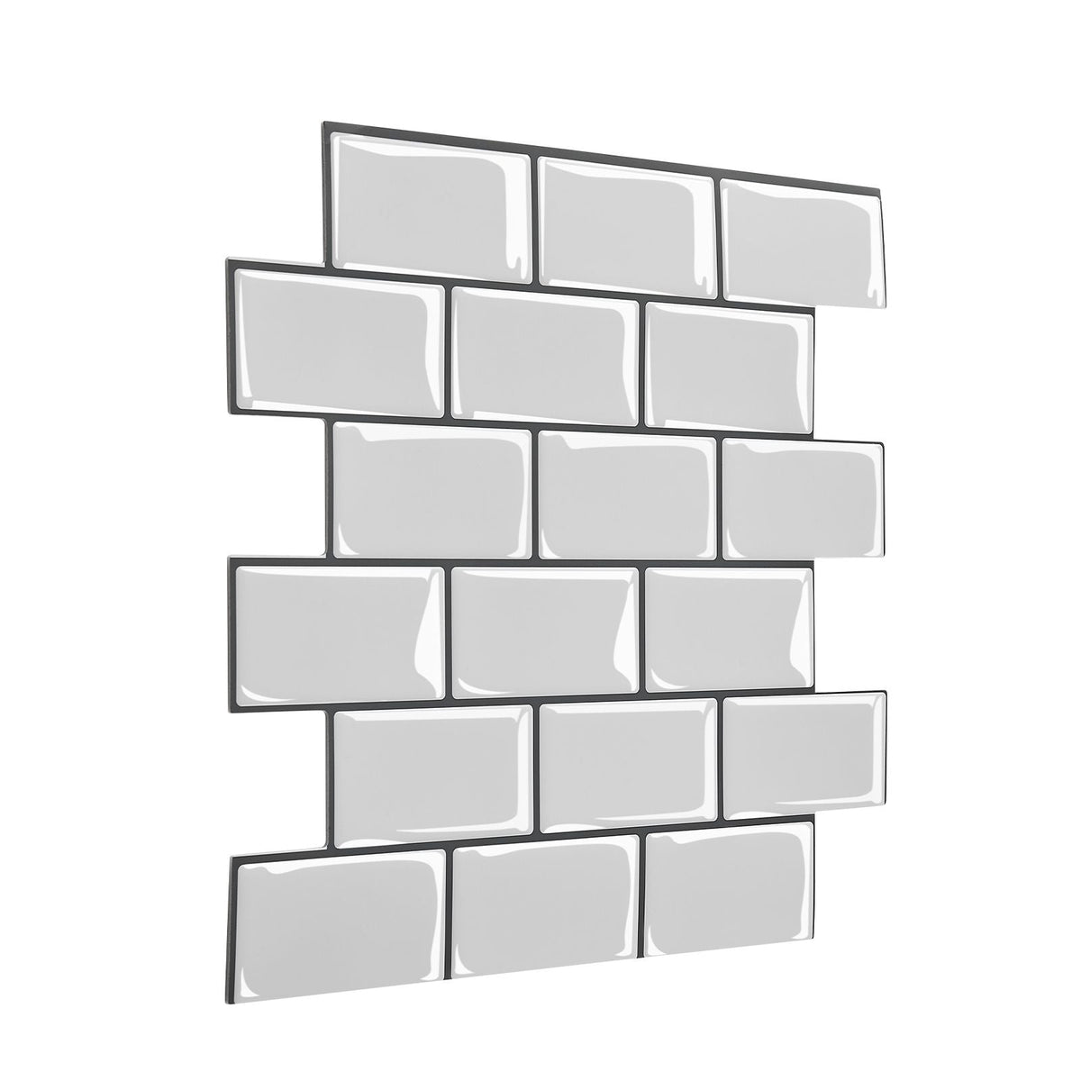 Peel and Stick Backsplash 10-Sheet, 12 x 12 x 0.78 inch / 305 x 305 x 2.0 mm Self-Adhesive Wall Tiles, Stick on Subway Tile Backsplash for Kitchen, 3D Back Splashes for Bathroom, Tile-Look