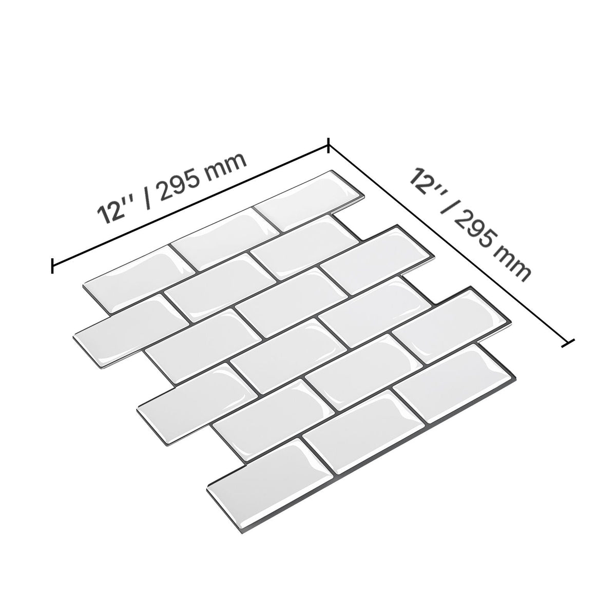 Peel and Stick Backsplash 10-Sheet, 12 x 12 x 0.78 inch / 305 x 305 x 2.0 mm Self-Adhesive Wall Tiles, Stick on Subway Tile Backsplash for Kitchen, 3D Back Splashes for Bathroom, Tile-Look