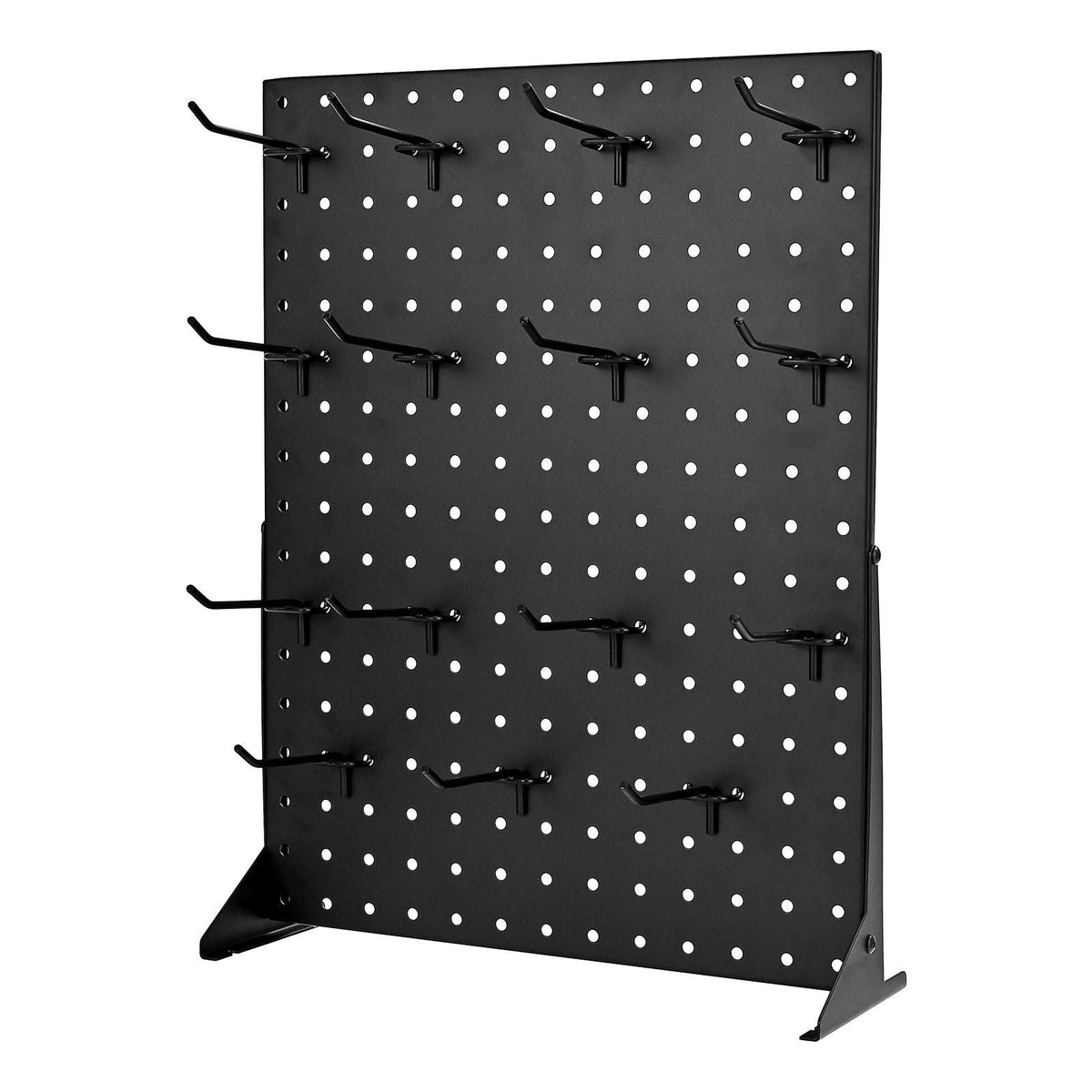 Pegboard Display Stand, 17 x 13 Inch Tabletop Pegboard Display Stand with 30 Hooks, Thickened Cold-Rolled Steel Peg Board Panel for Grocery, Retail Store and Jewelry Shop, Black (2 PCS)