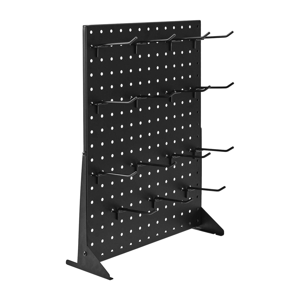 Pegboard Display Stand, 17 x 13 Inch Tabletop Pegboard Display Stand with 30 Hooks, Thickened Cold-Rolled Steel Peg Board Panel for Grocery, Retail Store and Jewelry Shop, Black (2 PCS)