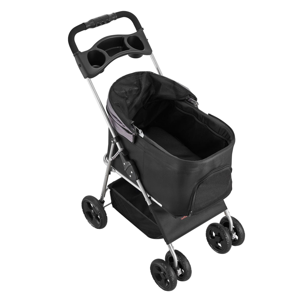 Pet Stroller, 35 lbs Weight Capacity, Foldable Dog Stroller Cart, 4 Wheels Cats Pram with Detachable Carrier & Mesh Windows, Portable Animal Carrier with Brake for Small to Medium Pets