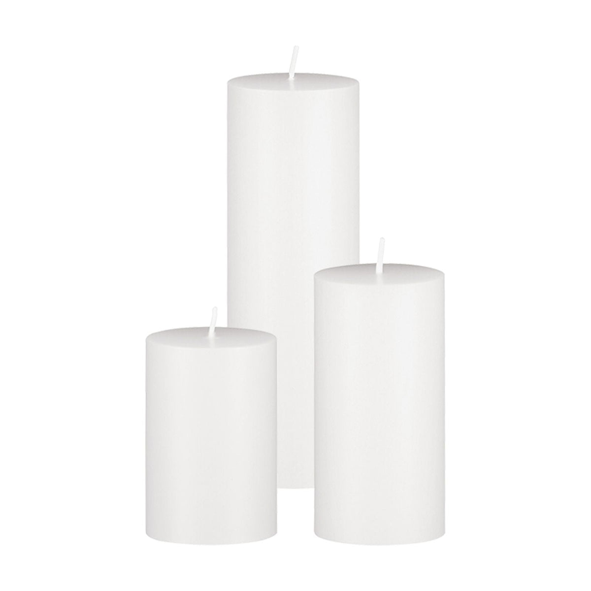 Pillar Candles and Glass Vases Set 24 Pcs, Clear Cylinder Hurricane Candle Holders for Wedding Centerpieces, Tall Vase for Table Decor, Wedding Party, Thanksgiving,White (2.56" x 4.7",5.9",7.9")