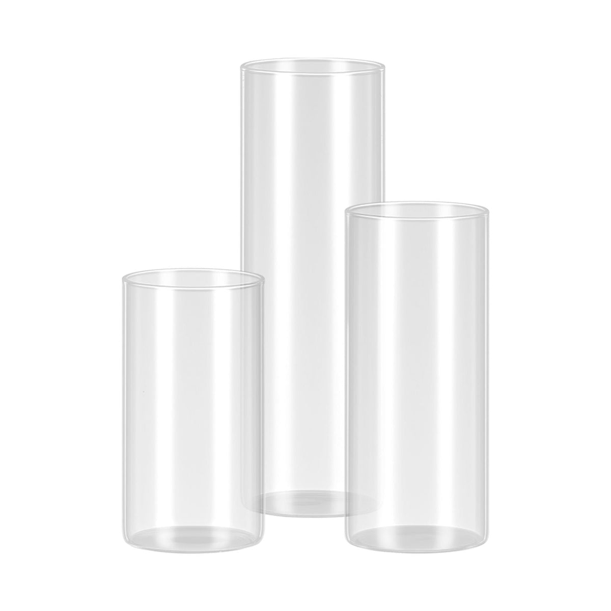 Pillar Candles and Glass Vases Set 24 Pcs, Clear Cylinder Hurricane Candle Holders for Wedding Centerpieces, Tall Vase for Table Decor, Wedding Party, Thanksgiving,White (2.56" x 4.7",5.9",7.9")
